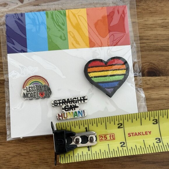 Set Of 3 Pride Pins LGBTQ LGBT Rainbow Progress Flag Enamel Pin Button - Picture 5 of 8